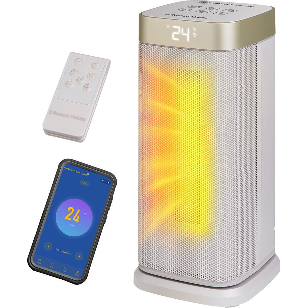 Russell Hobbs RHCTH2002G-SMT Stone and Gold Square Smart Wi-Fi Enabled Ceramic Heater 2000W Image 2