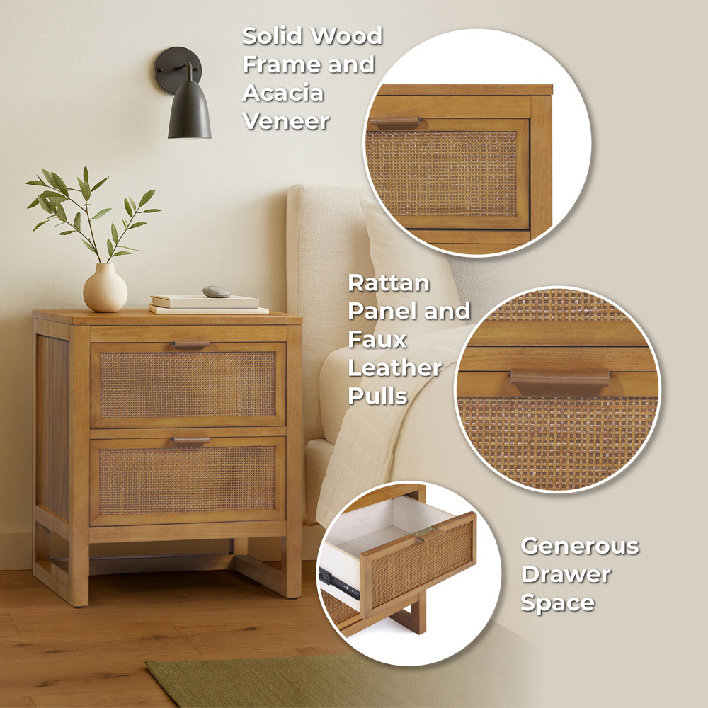 Teamson Home Hatteras 2 Drawer Natural Nightstand Image 9