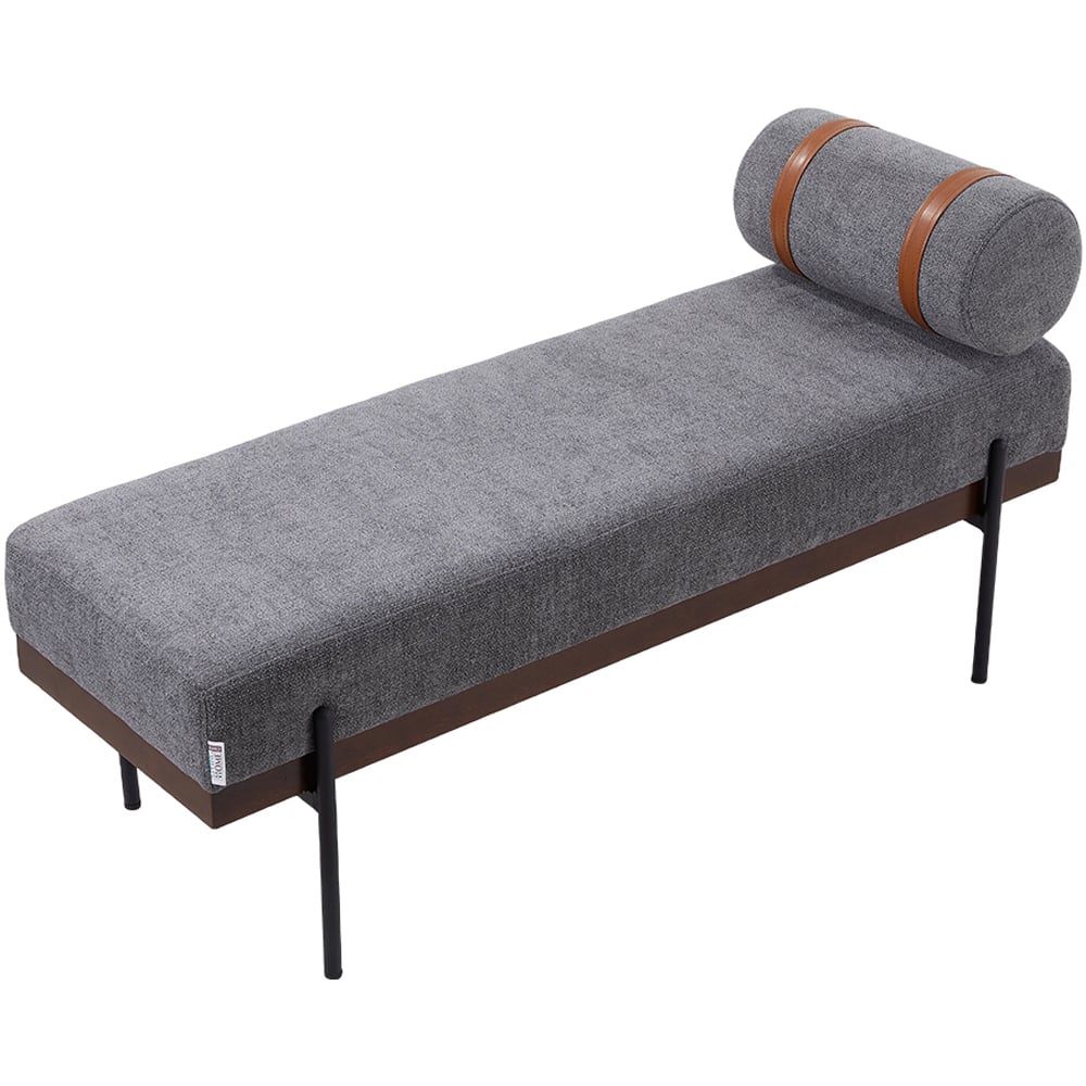 Living and Home 2 Seater Dark Grey Cylindrical Bolster Chaise Lounge Bench Image 2