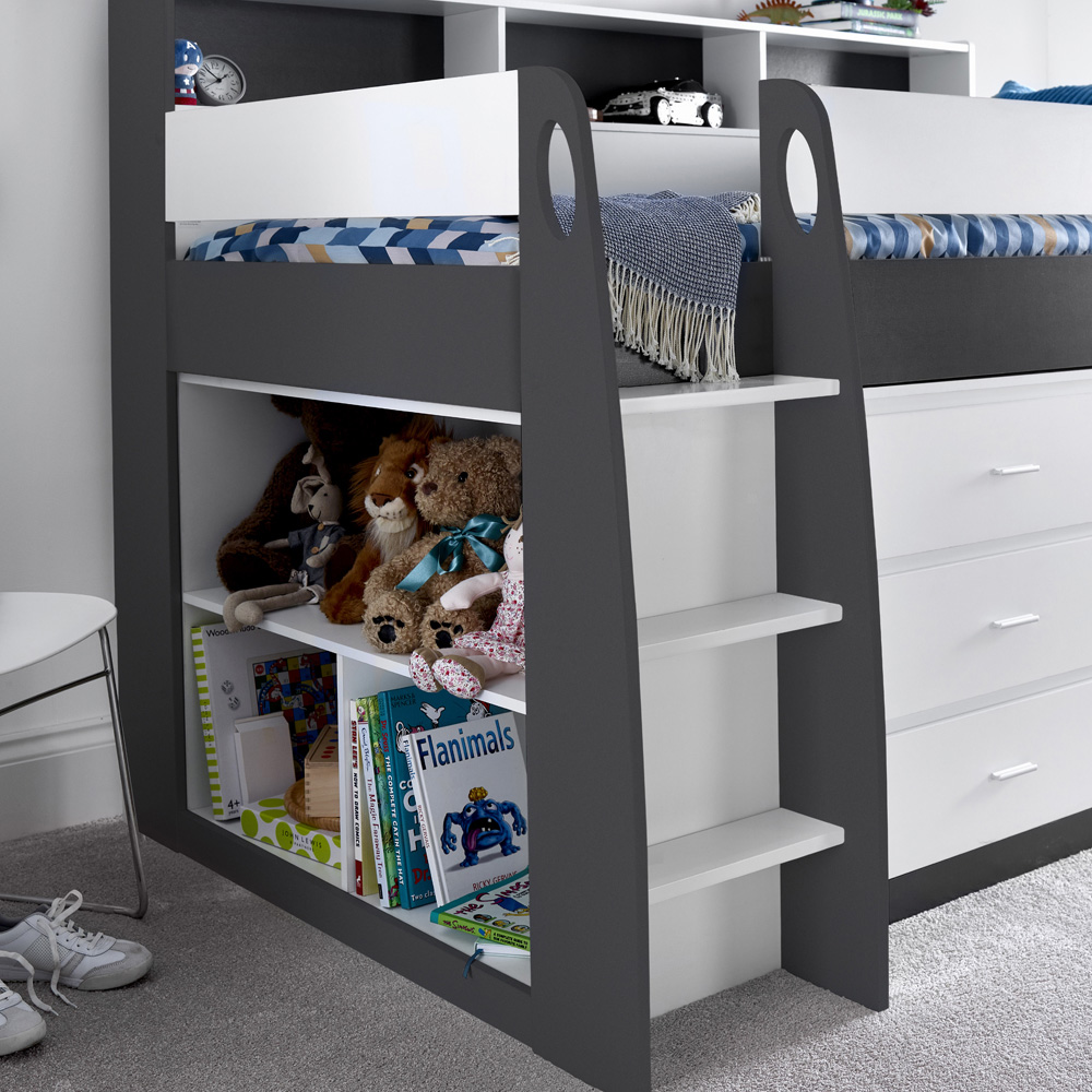 Ersa Grey and White Mid Sleeper with Spring Mattress Image 6