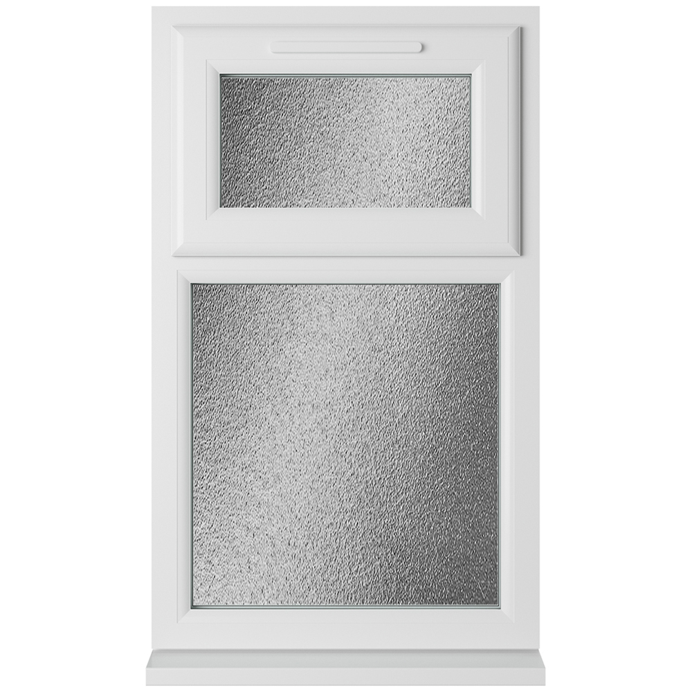 Crystal uPVC Triple Glazed Window Top Hung Over Fixed Light White Obscure Glass 905x965mm Image 1