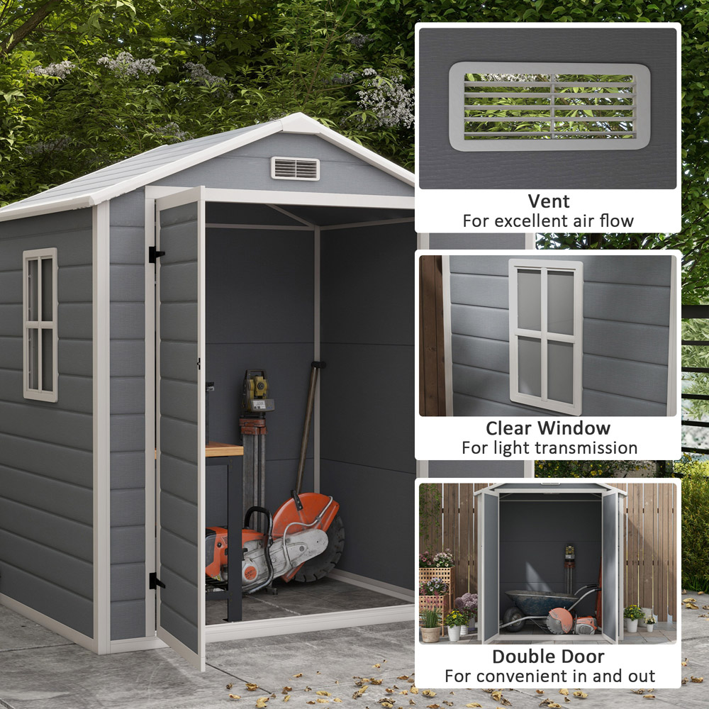 Outsunny 6 x 4.5ft Grey Storage Metal Shed Image 6