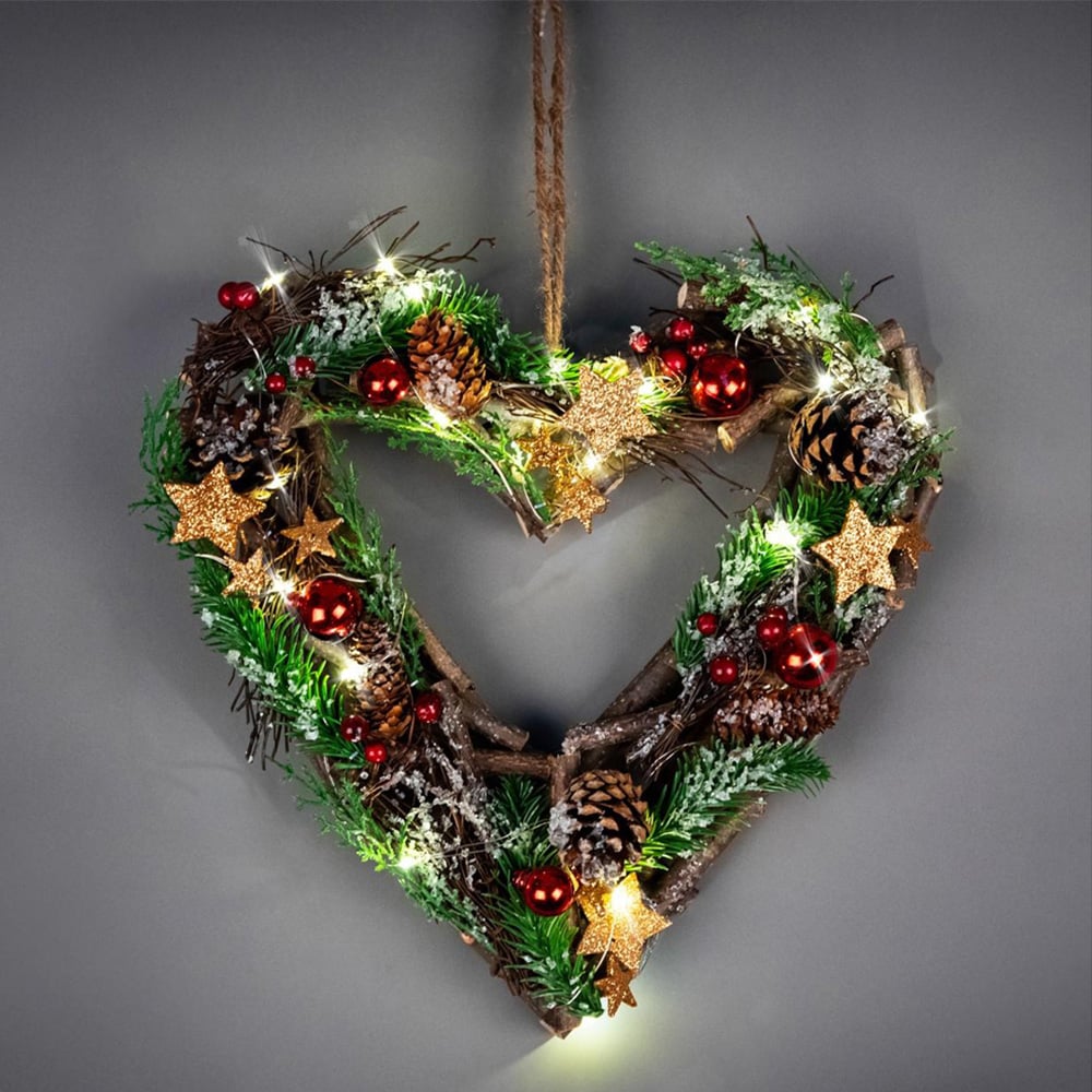 Shatchi Pre-Lit Heart Wreath 30cm Image 2