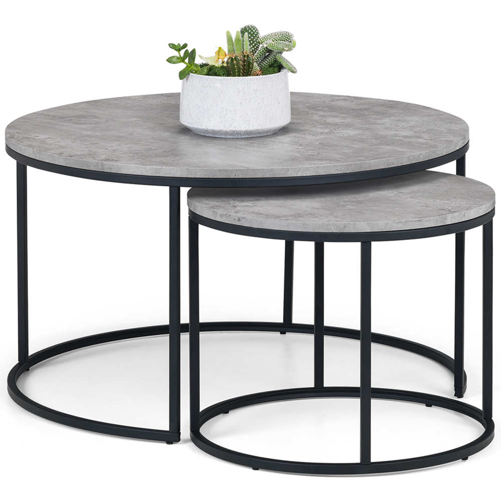 Julian Bowen Staten Concrete Round Nesting Coffee Table Set of 2 Image 3