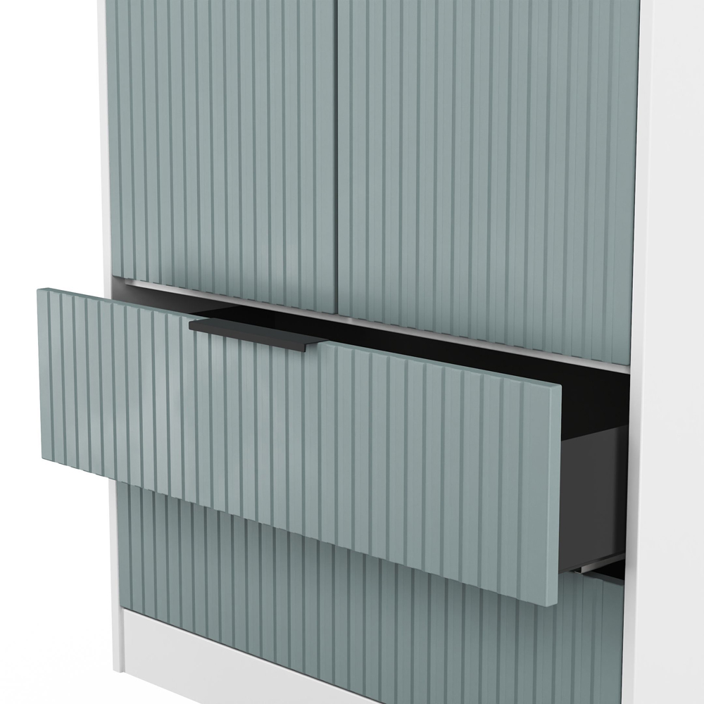 Crowndale Fluted 2 Door 2 Drawer Duck and White Matt Tall Wardrobe Ready Assembled Image 7