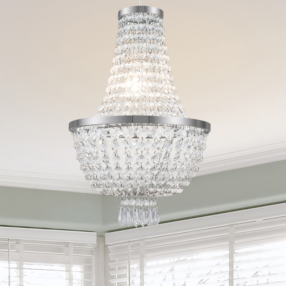 Cosylyte Adelle Clear 2-Tier Easyfit Classic Beaded Lamp Shade Image 2