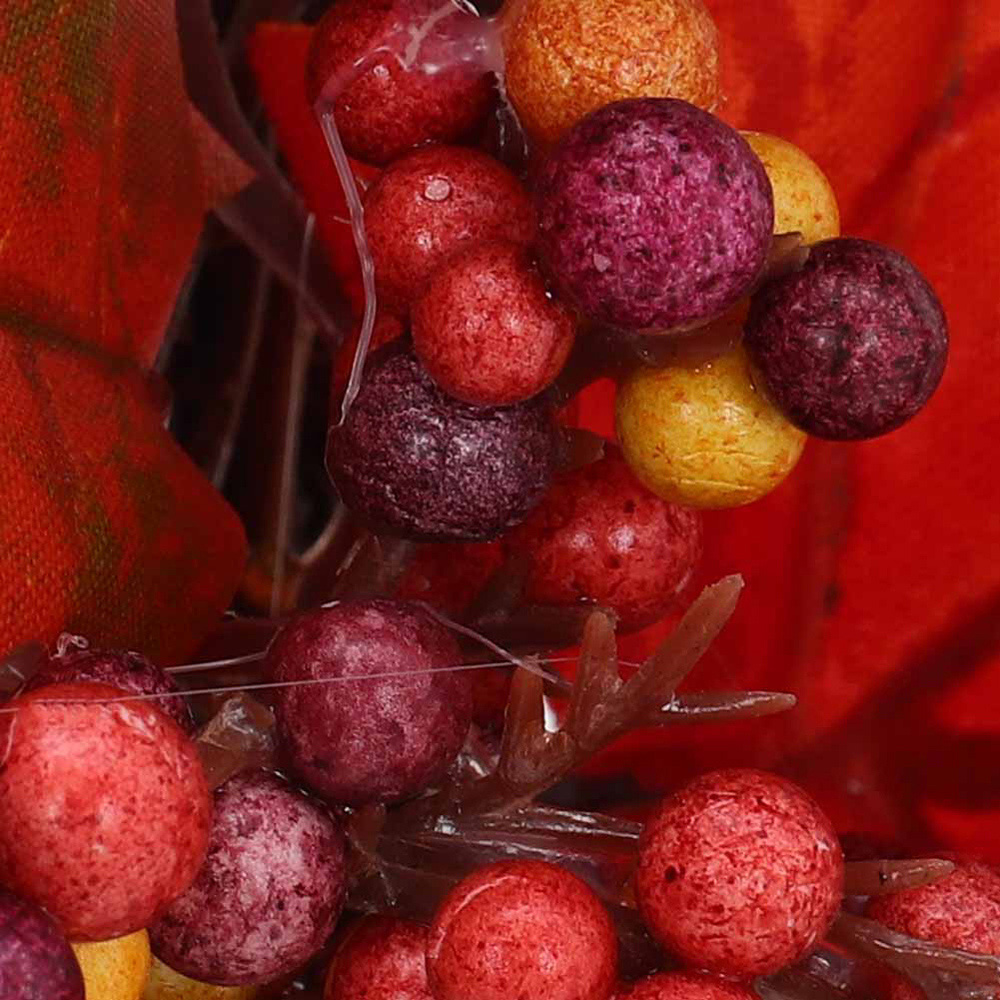 Living and Home Artificial Fall Maple Leaf Pumpkin Wreath 40cm Image 5