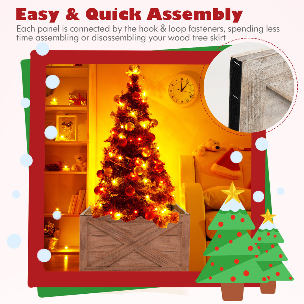 Costway Brown Christmas Tree Box Stand Large Image 7