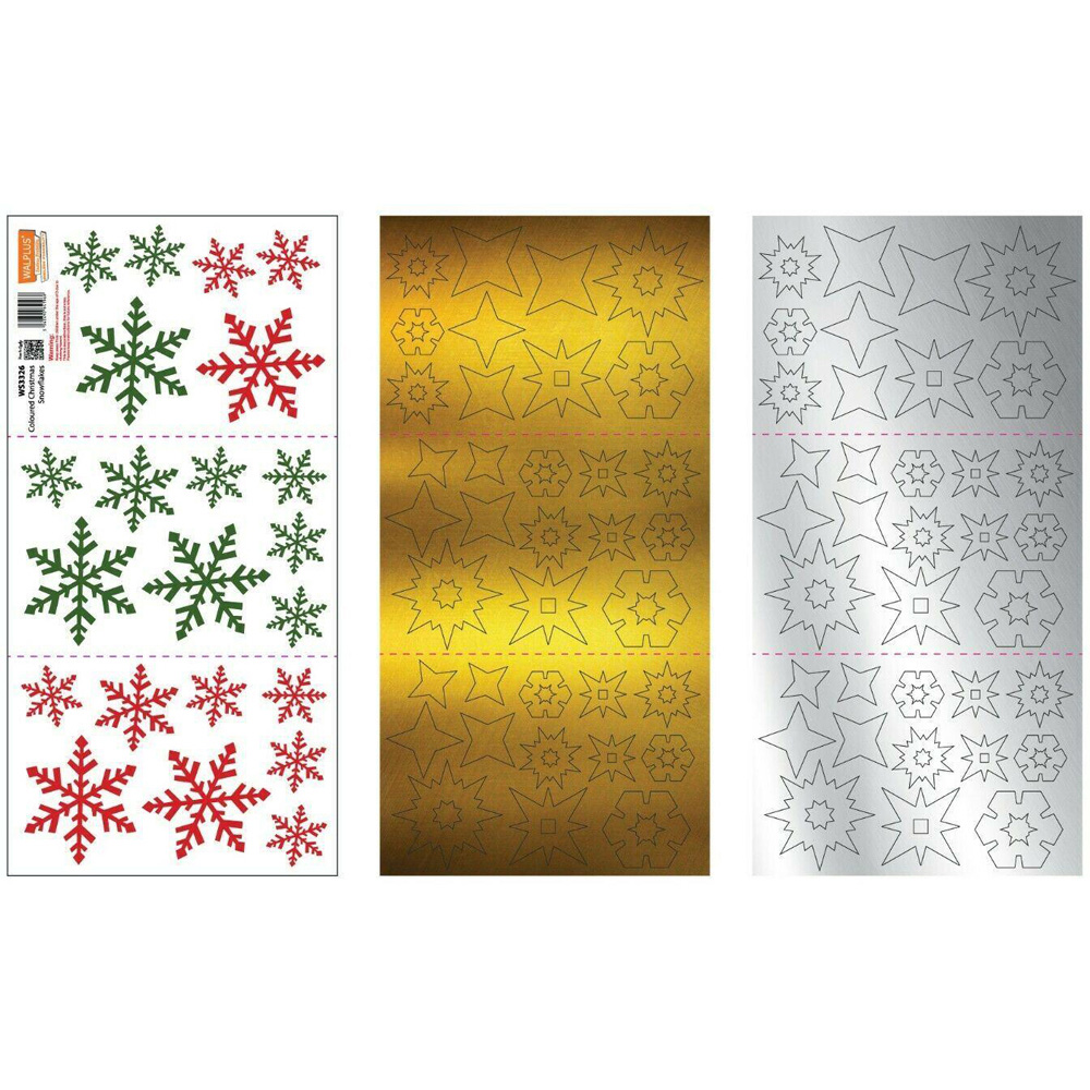Walplus Magic Christmas Snowflakes Self Adhesive Window Stickers 142 Piece Image 4