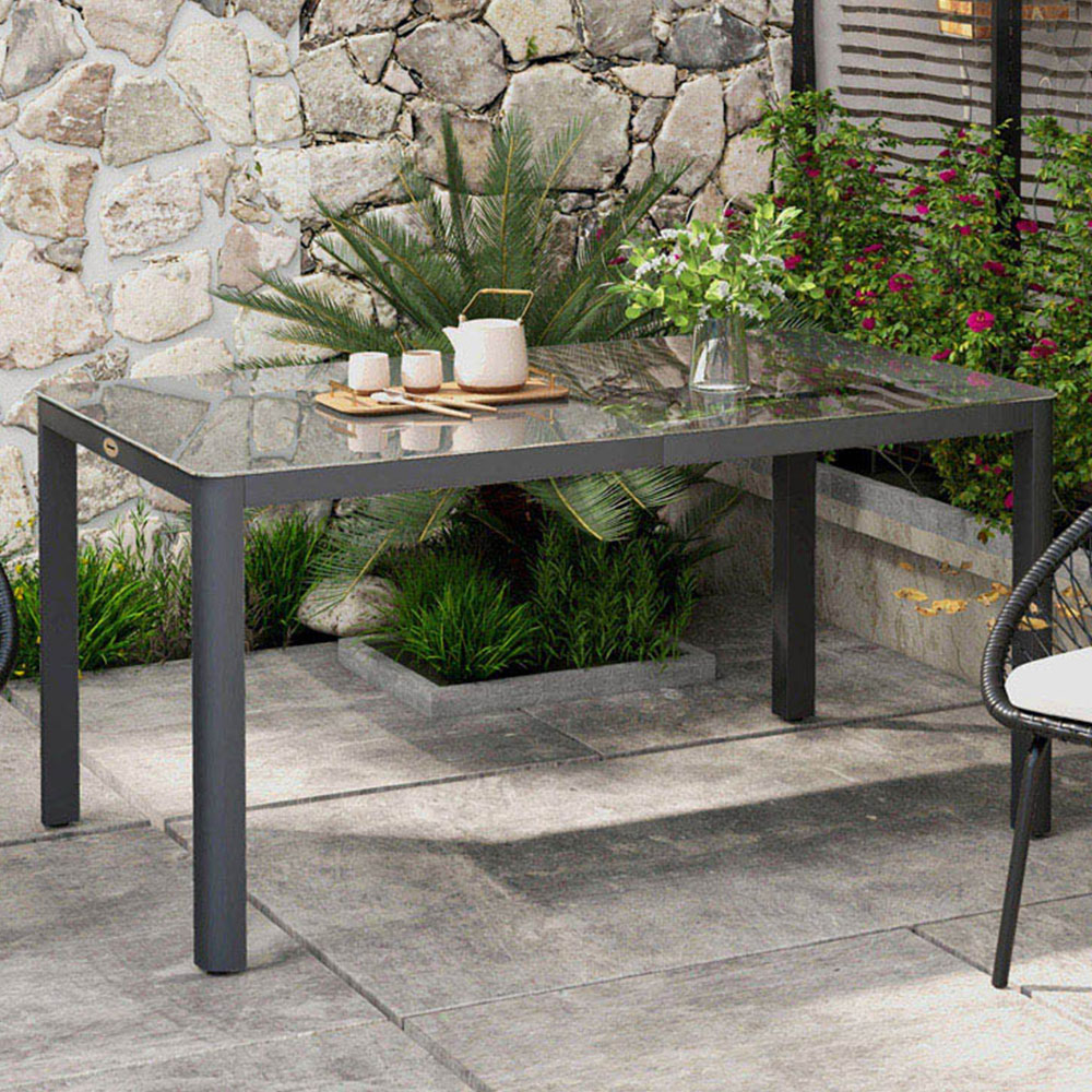Outsunny 6 Seater Garden Dining Table Grey Image 1