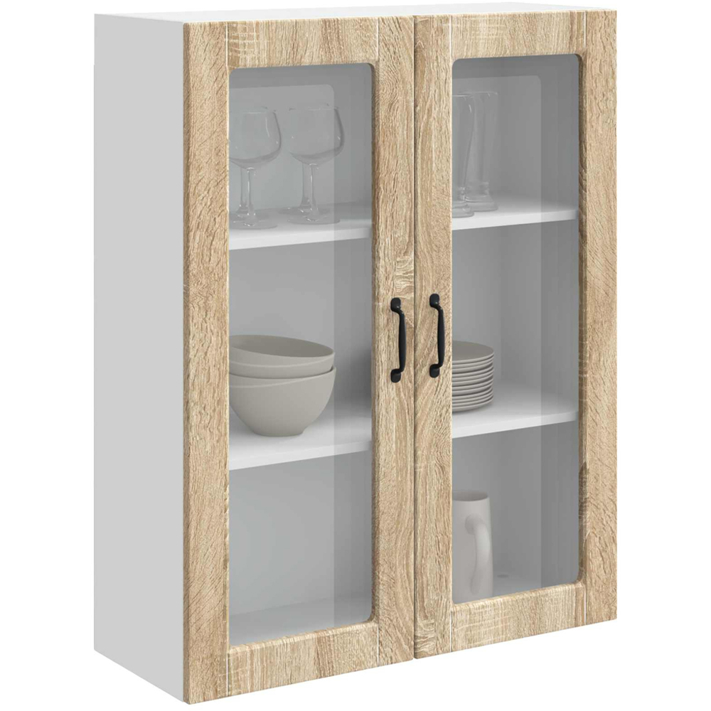 vidaXL 2 Glass Door Sonoma Oak Kitchen Wall Cabinet Image 3