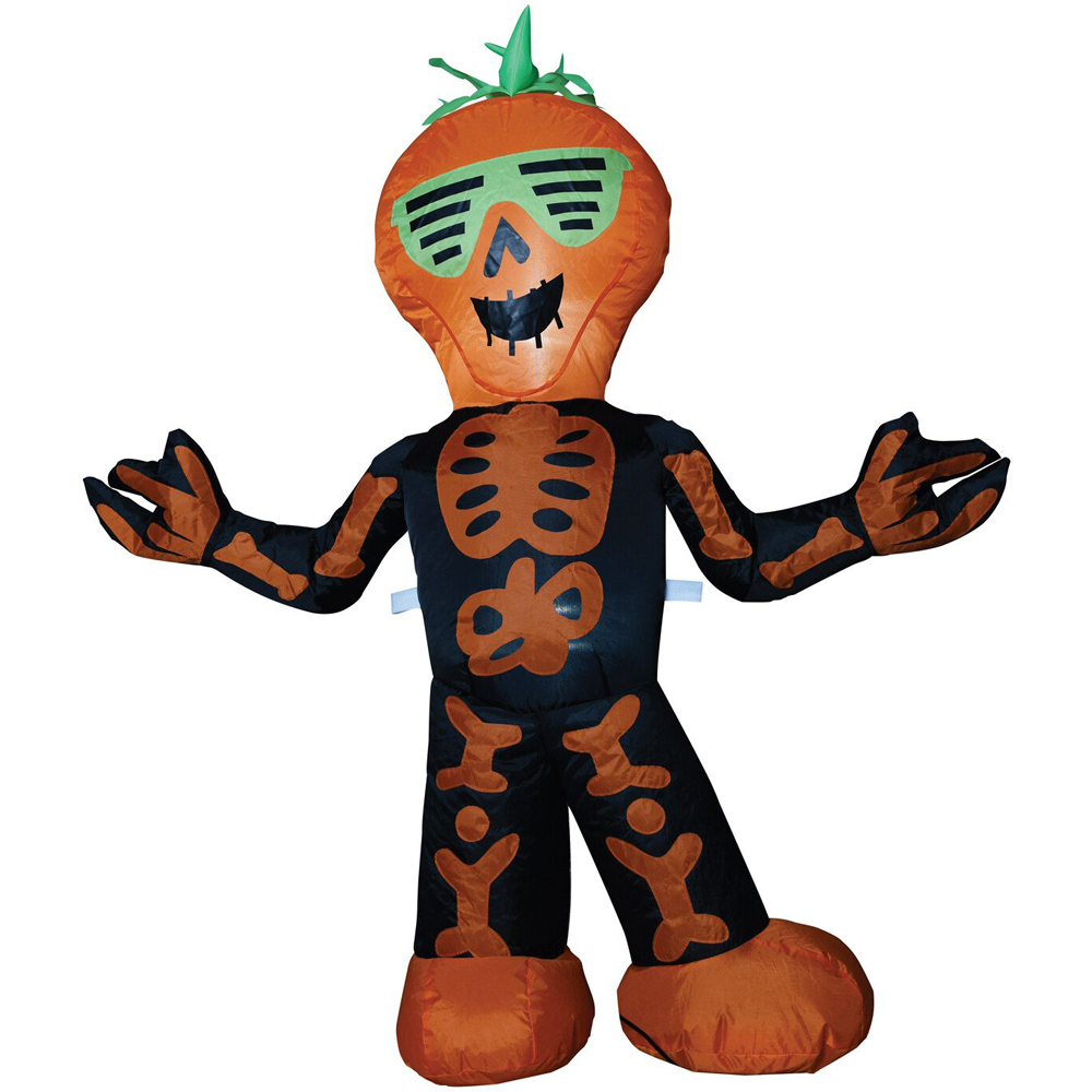 3.5ft Halloween Party Skeleton Inflatable Orange and Black Image 1