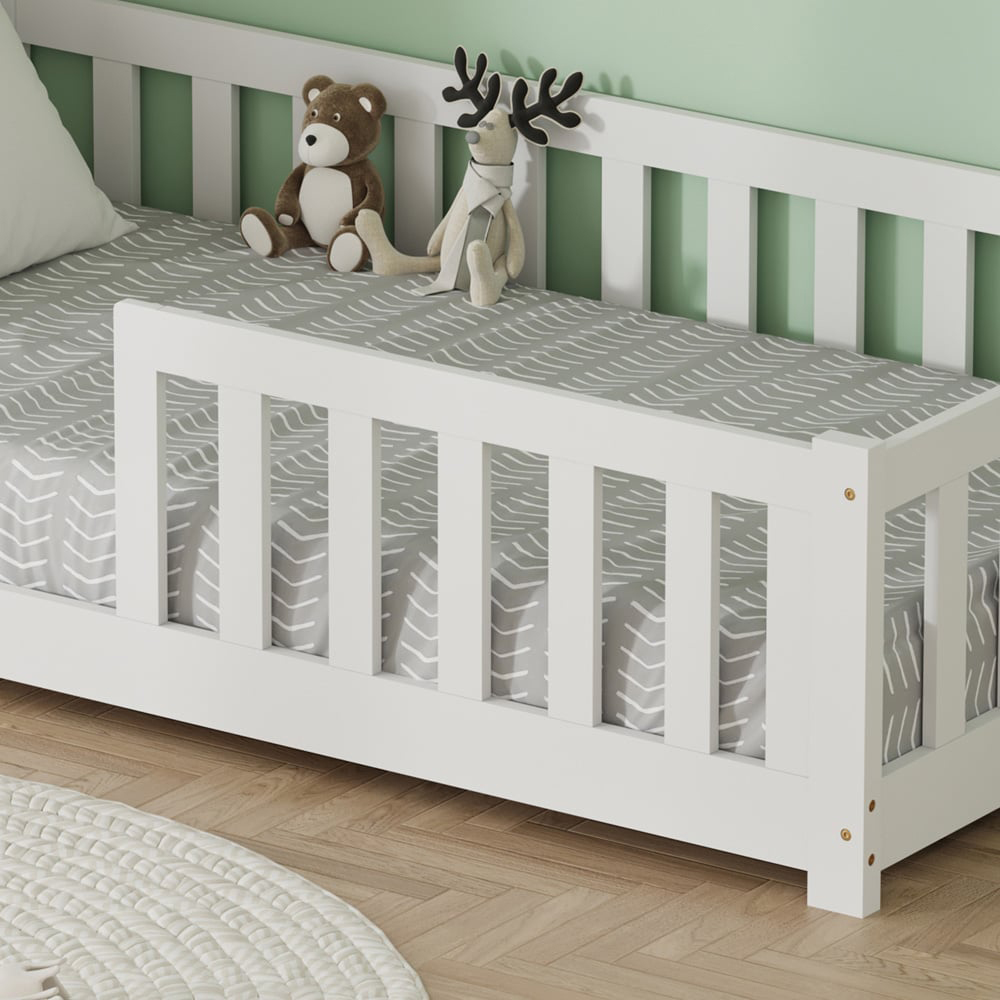 FurnitureHMD White Pine Wood Kids Bed Frame Image 6