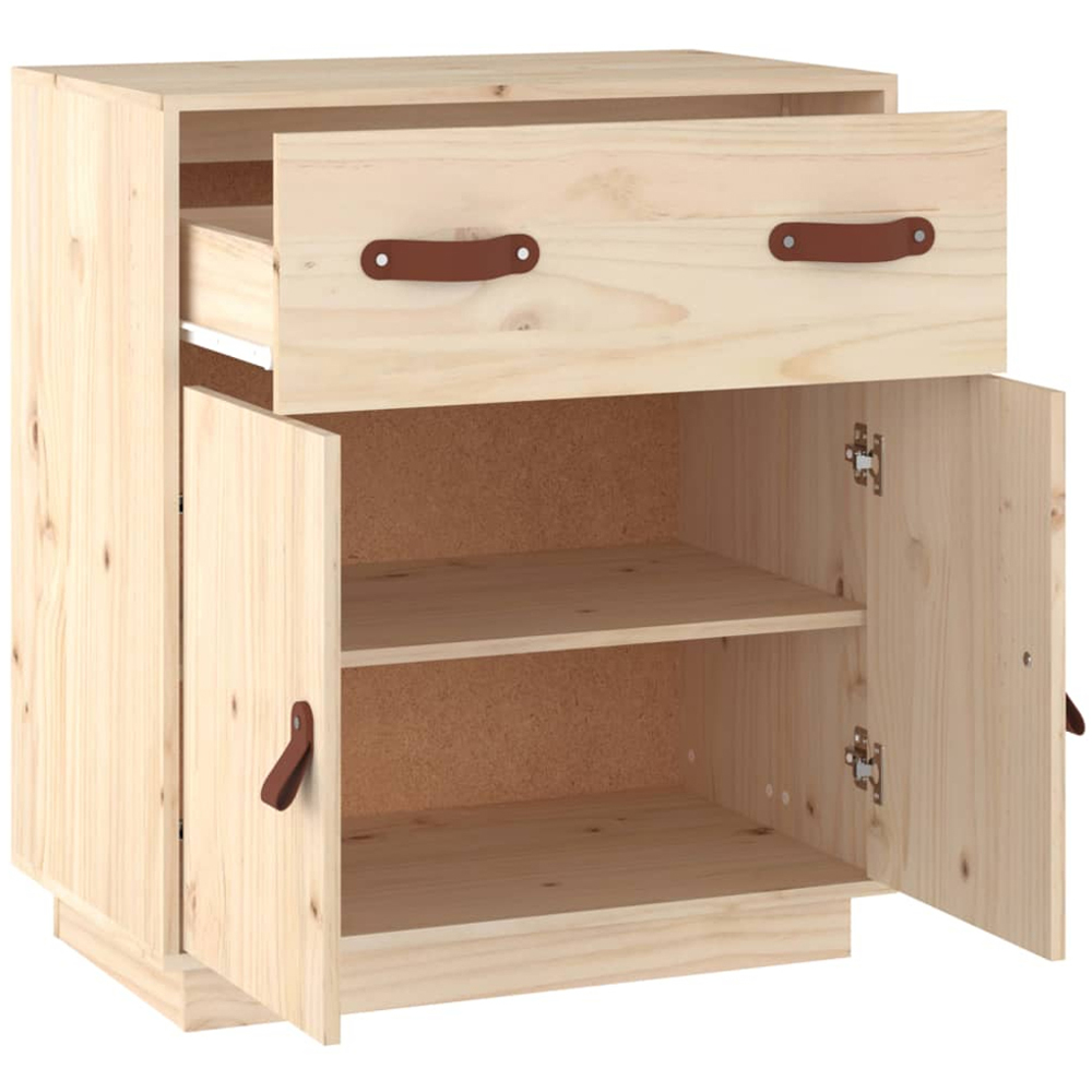 vidaXL 2 Door Single Drawer Natural Sideboard Image 4