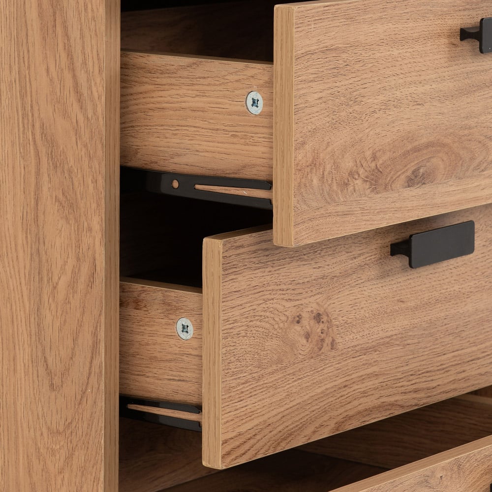 Seconique Leon 5 Drawer Medium Oak Effect Narrow Chest of Drawers Image 7