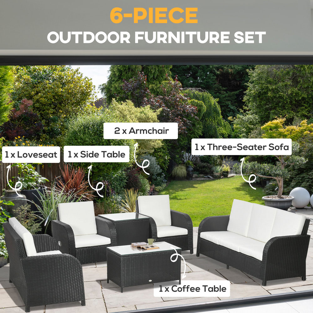 Outsunny 7 Seater Black Rattan Garden Sofa Set Image 4