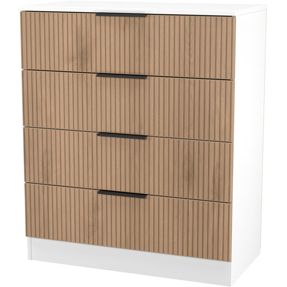 Crowndale Java 4 Drawer Slatt Effect and White Chest of Drawers Ready Assembled Image 4