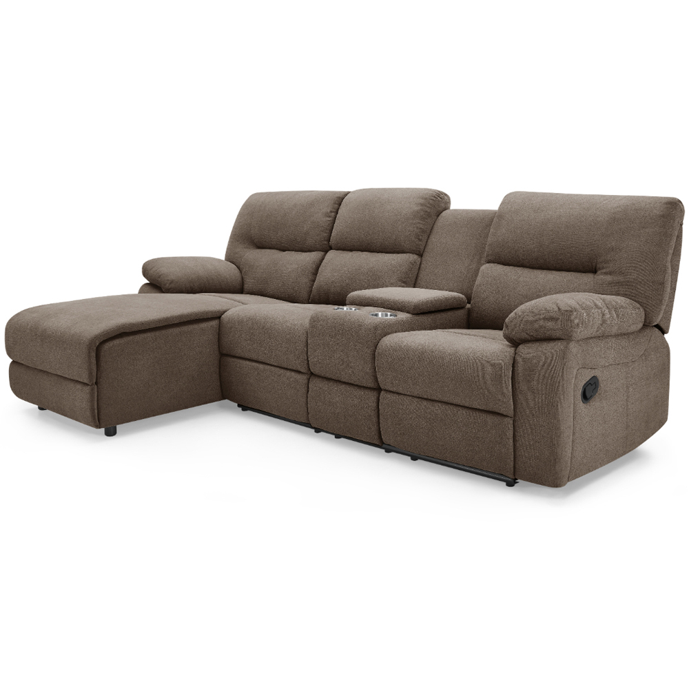 Home Detail Jacob 3 Seater Brown Right Hand Chaise Manual Recliner Sofa Image 2