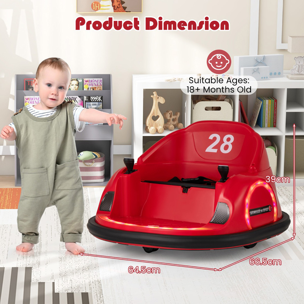 Costway Kids Red Ride On Bumping Car with Flashing LED Lights 6V Image 5