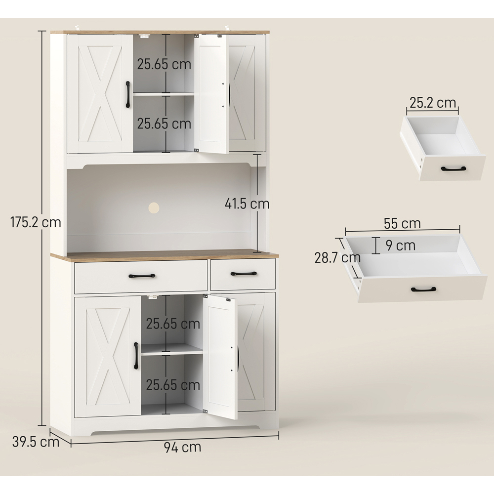 Portland 6 Door 2 Drawer Single Shelf White Tall Kitchen Cupboard Image 9