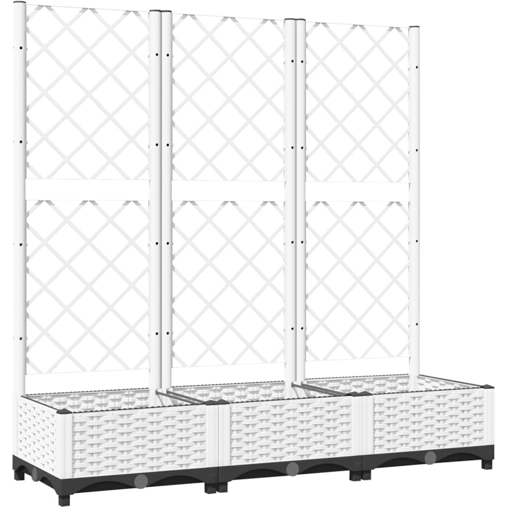 vidaXL White Polypropylene Garden Planter with Trellis 121.5 x 40 x 120cm Image 1
