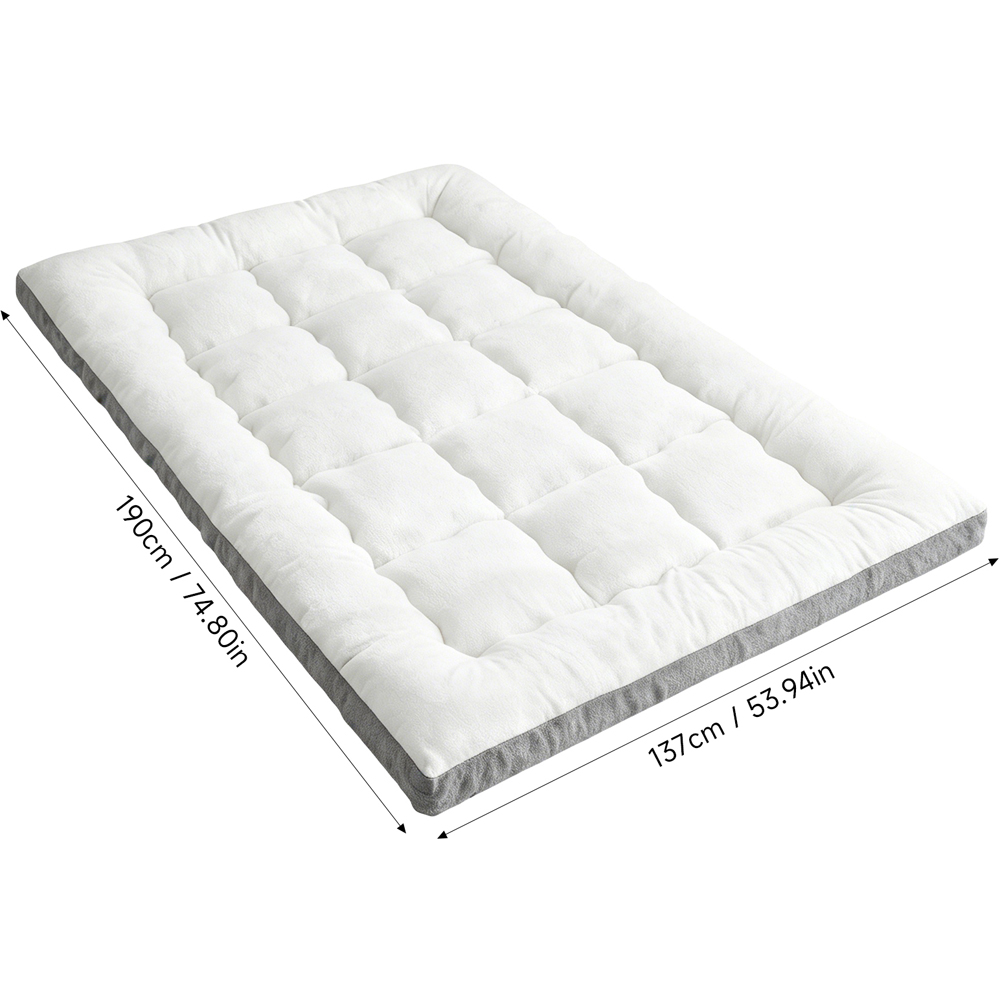 Living and Home Double White and Grey Plush Quilted Mattress Topper Image 7