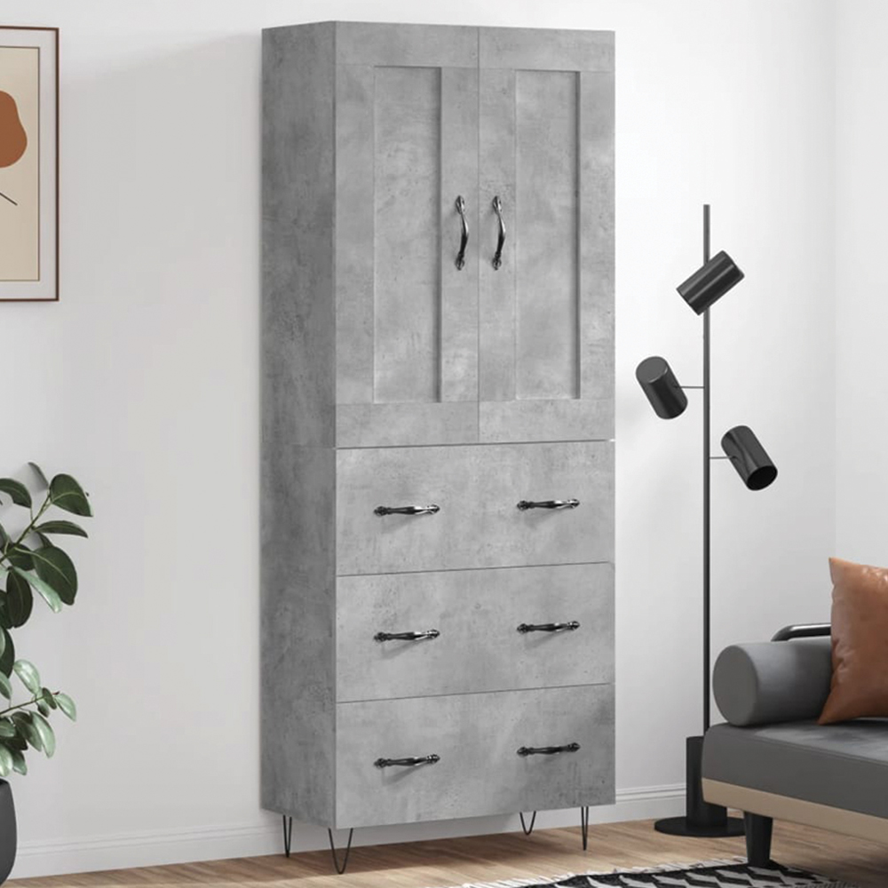 vidaXL 2 Door 3 Shelf Grey Sonoma Highboard Image 1
