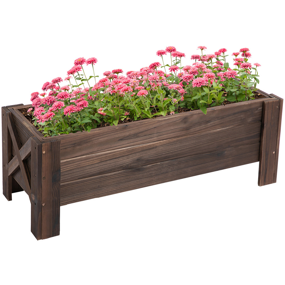 Outsunny Wooden Raised Bed Planter 36 x 36.5 x 100cm Image 1