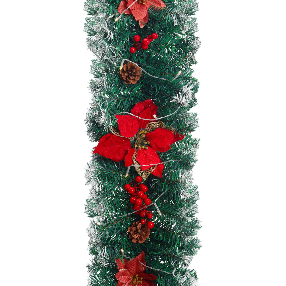 Living and Home Christmas Garland with Red Flower and Berries 270cm Image 6