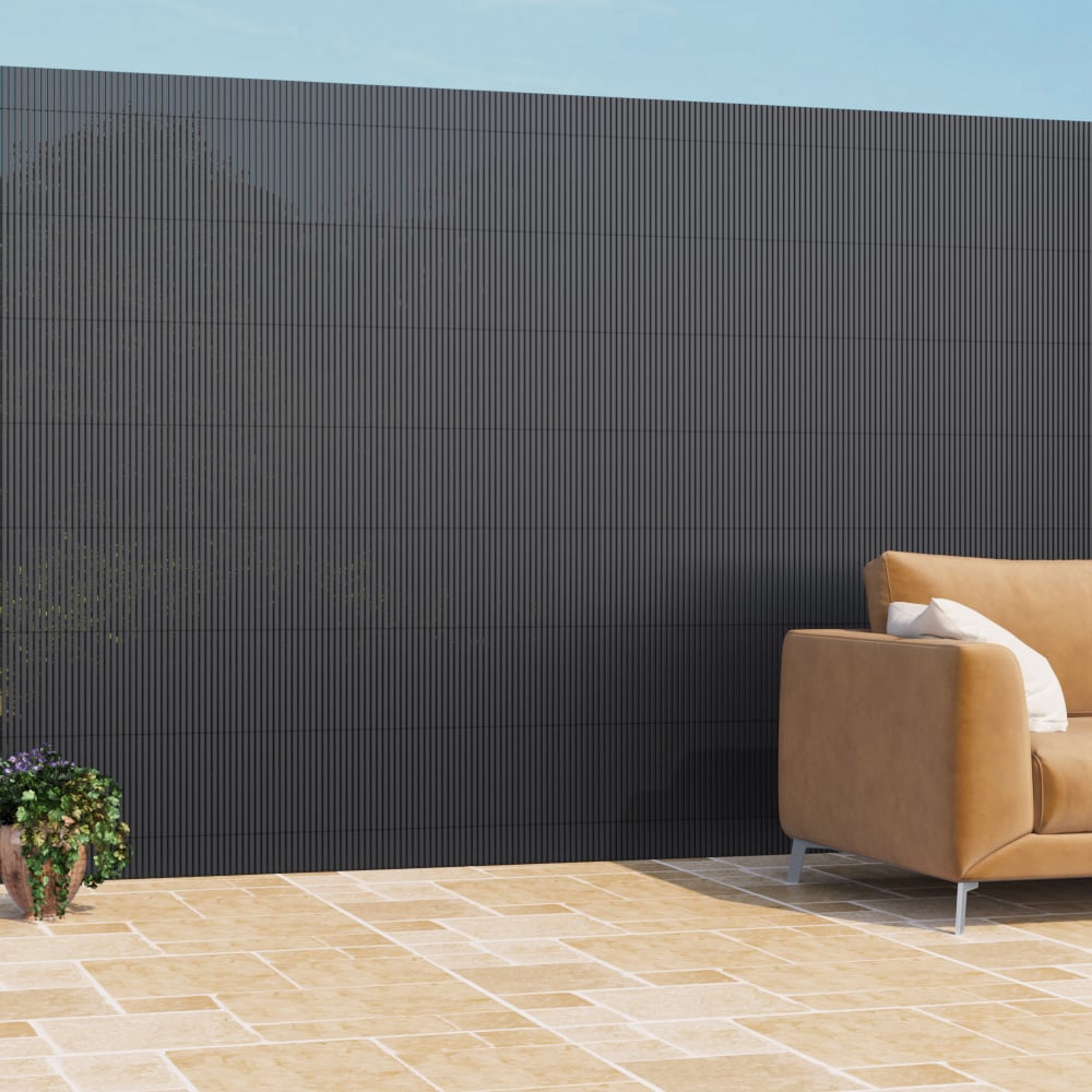 Living and Home Dark Grey PVC Fence Sun Blocked Screen Panels 300 x 200cm Image 1