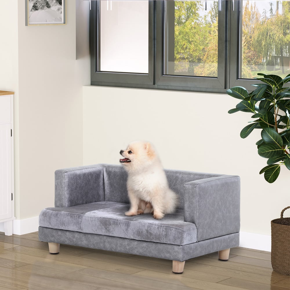 PawHut Grey Sofa Lounge Bed Image 2