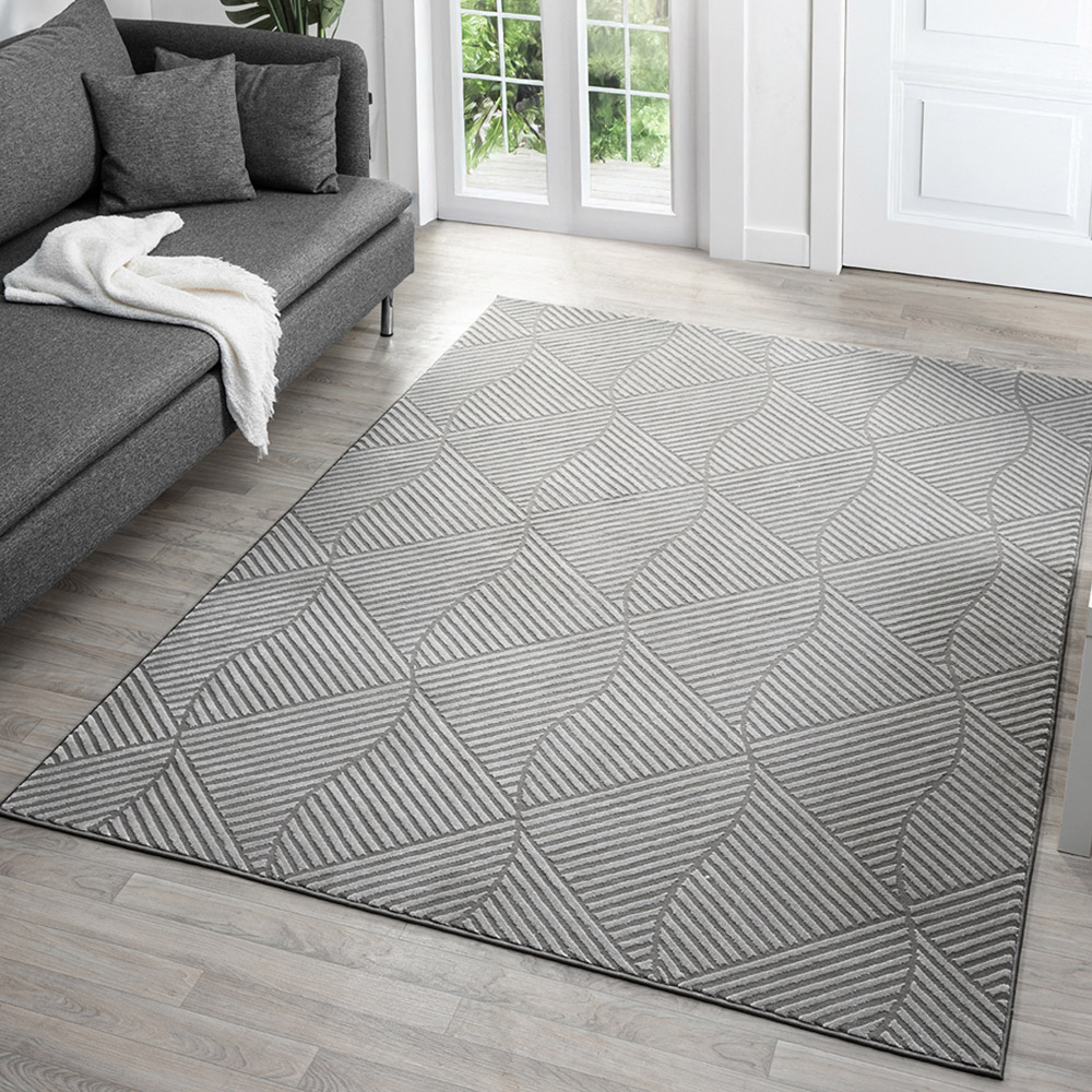 Desire Rugs Vellure Anthracite Metallic Sheen Pyramid Design Rug 160 x 230cm Image 5