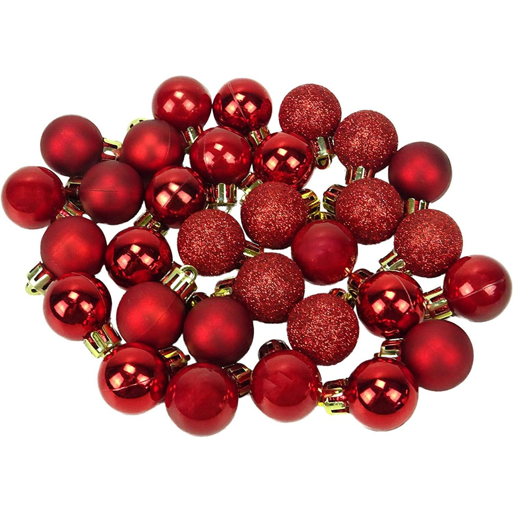 Shatchi 3cm Red Shatterproof Christmas Bauble 12 Pack Image 2