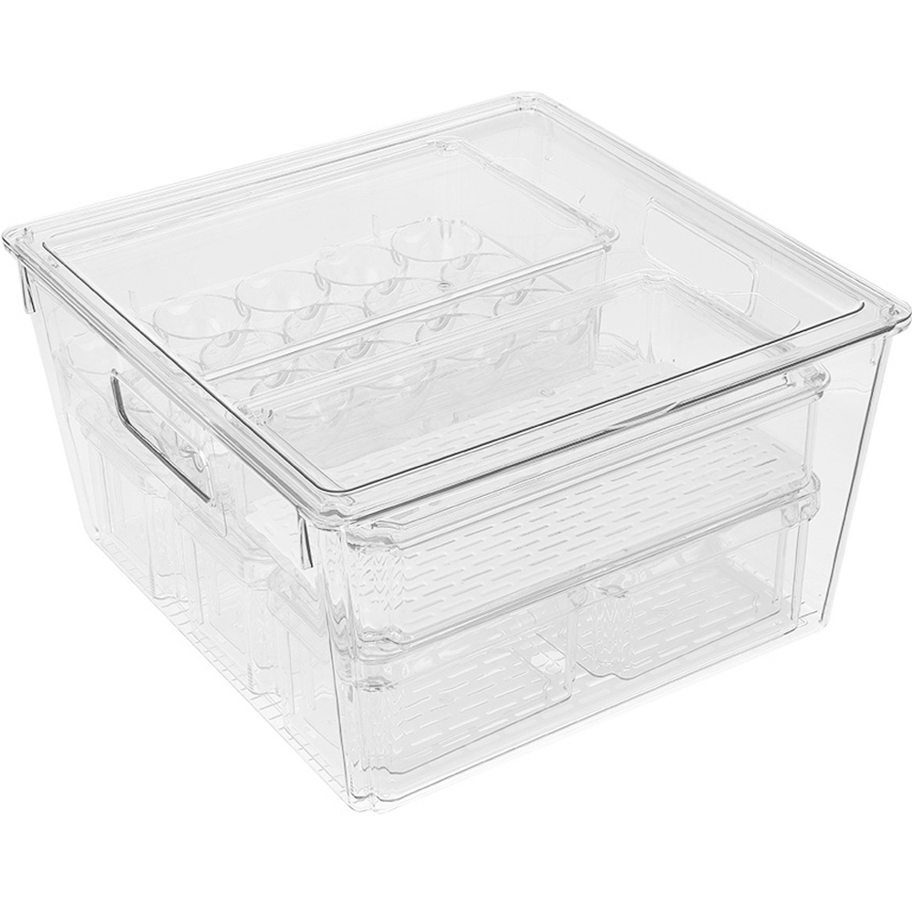 Living and Home 12 Piece Clear Stackable Fridge Organiser Set Image 3