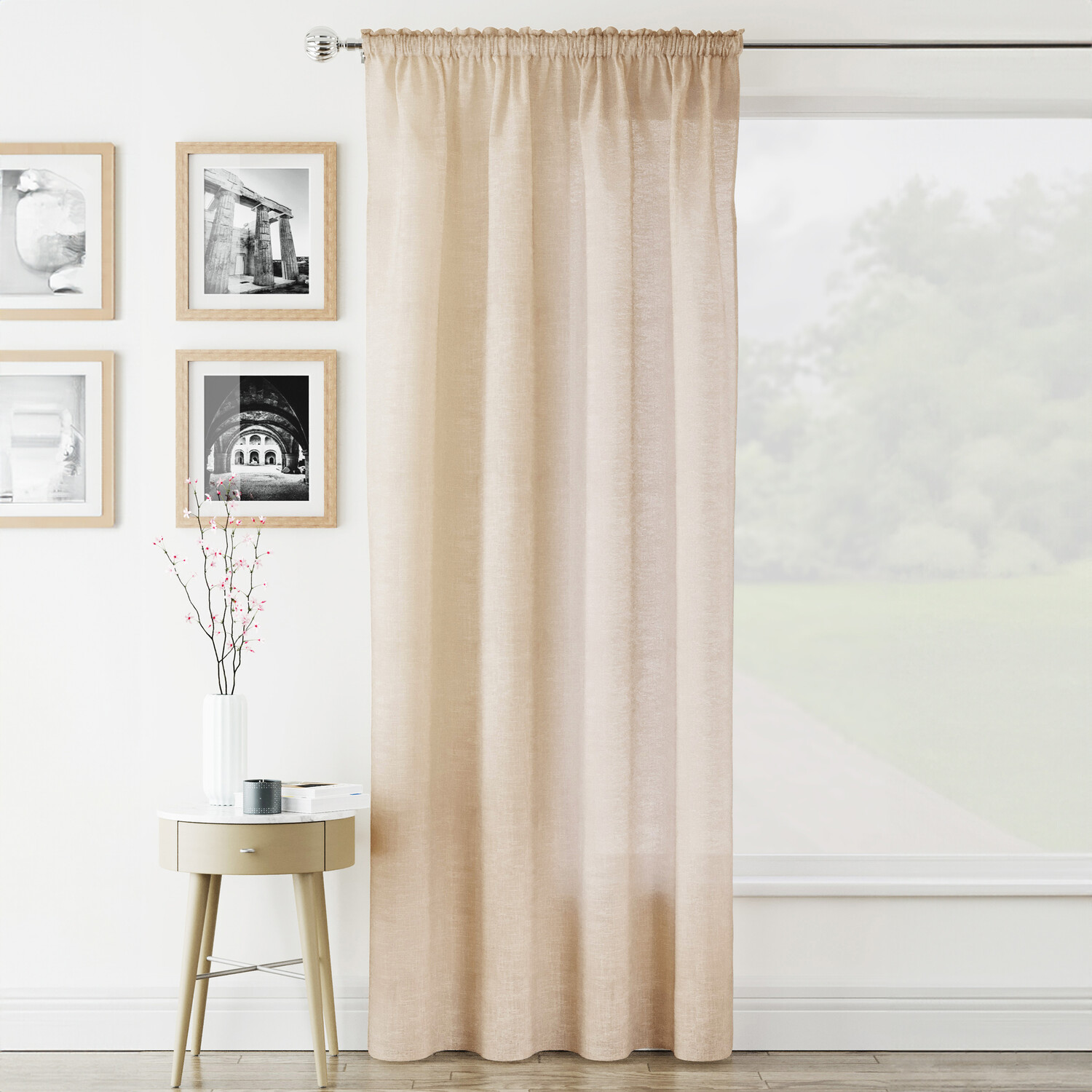 Rhodes Voile Panel Curtain - Natural / 229cm Image 1