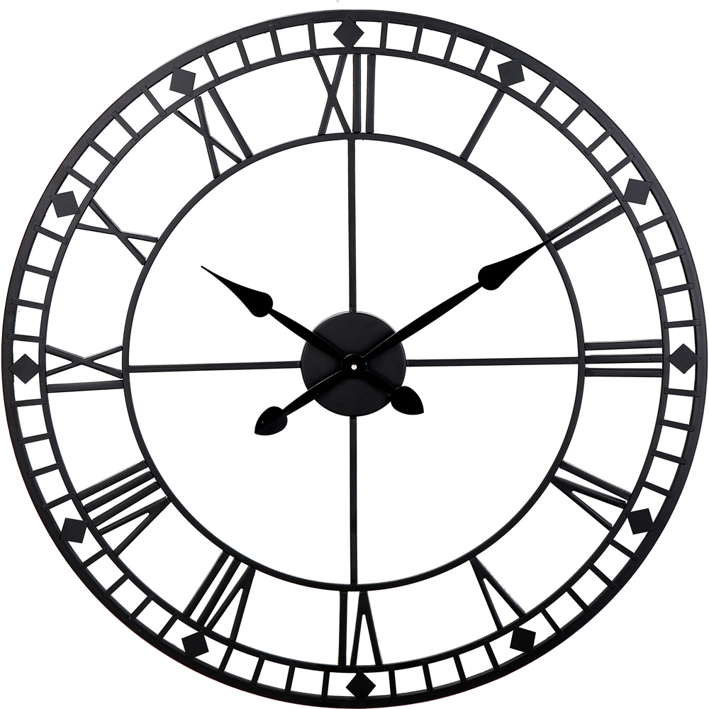 Pacific Lifestyle Black Metal Round Workframe Wall Clock with Roman ...