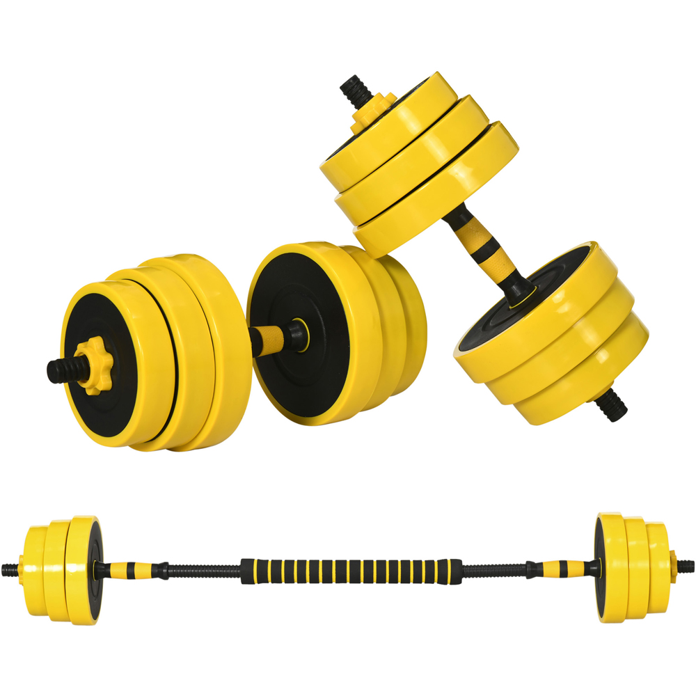 HOMCOM Yellow Dumbbell and Barbell Adjustable Set 25kg Image 1