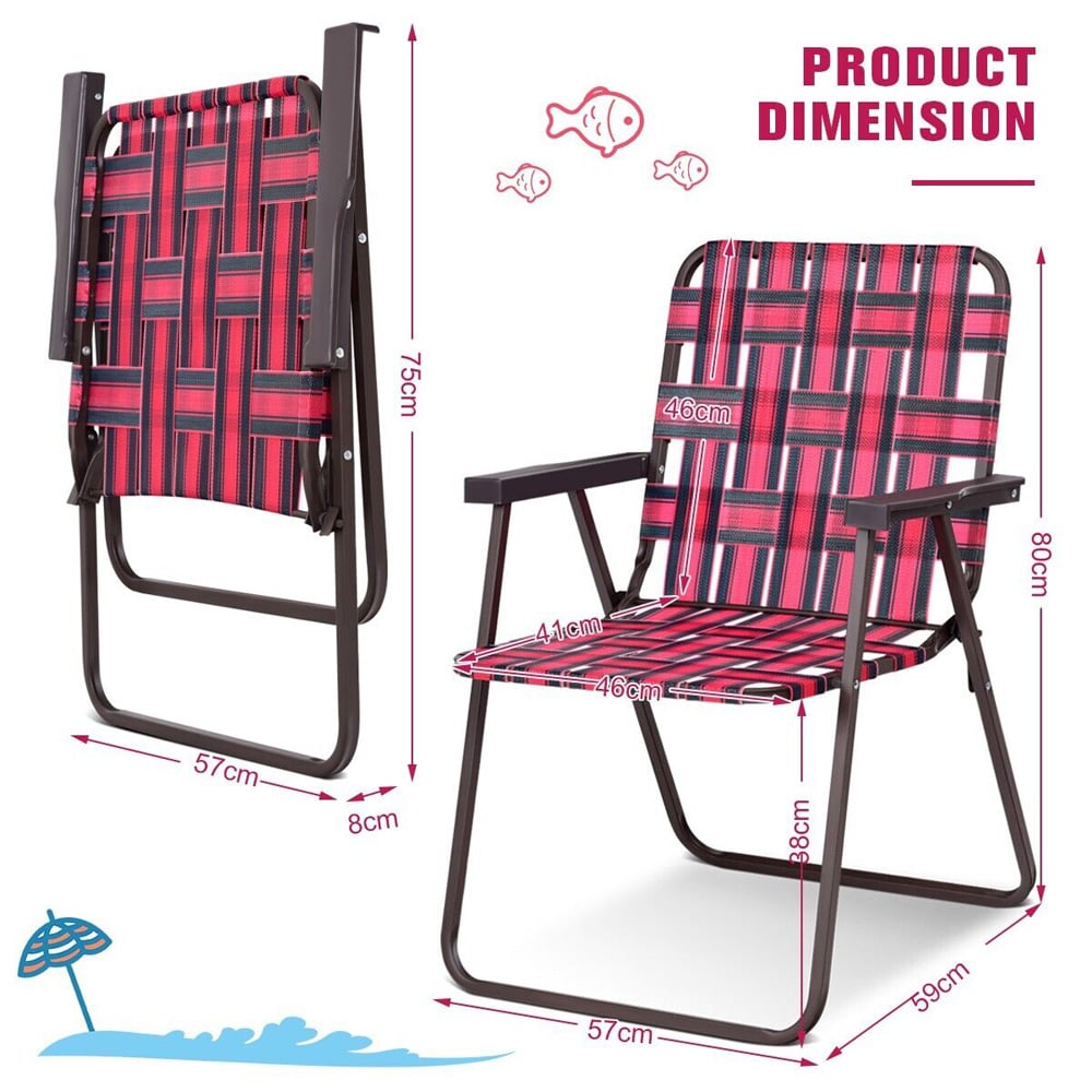 Costway Set of 6 Red Folding Beach Chair Image 9
