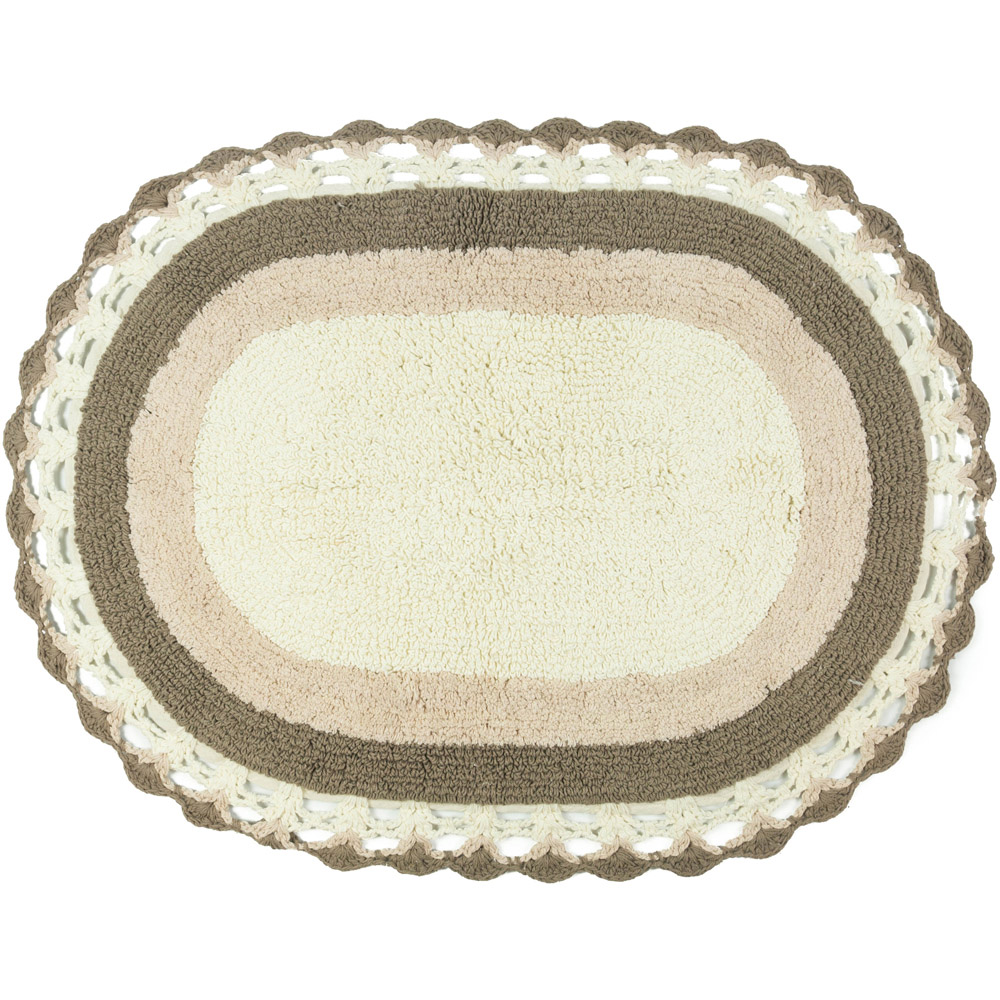 Allure Bath Fashions Natural Crochet Edged Reversible Bath Mat Image 1