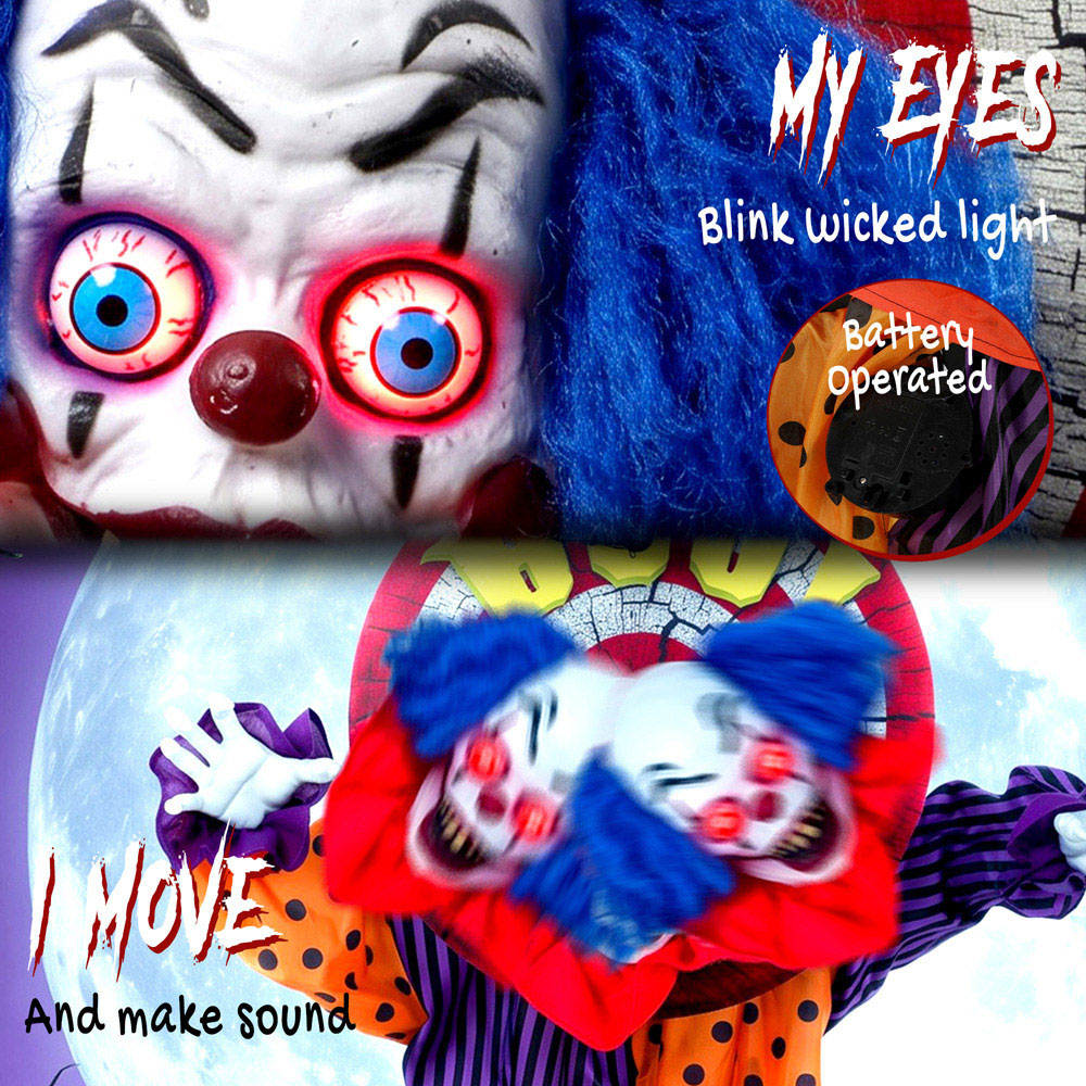 HOMCOM Light Up Life-Size Animated Clown Halloween Decoration 5.4ft Image 8