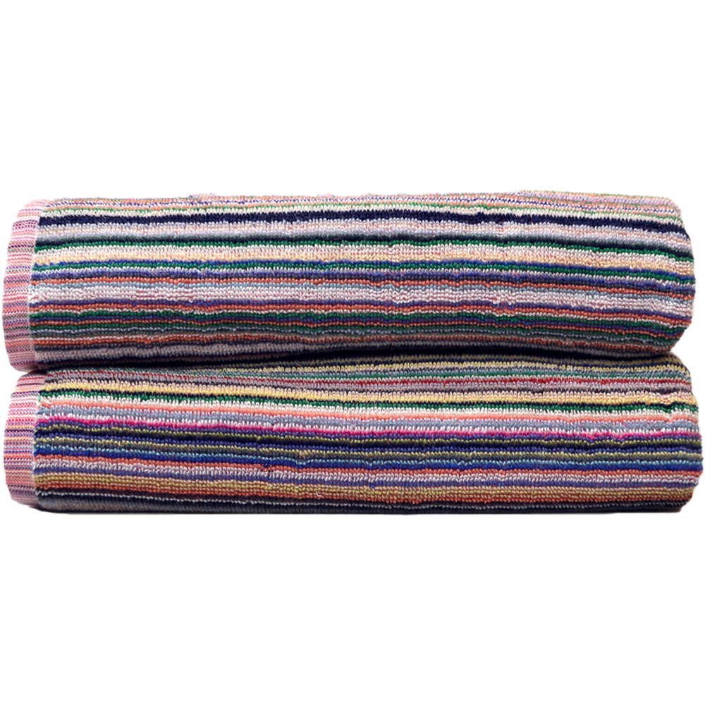 Allure Bath Fashions Remnant Yarn Recycled Cotton Striped Bath Sheet 2 Pack Image 1