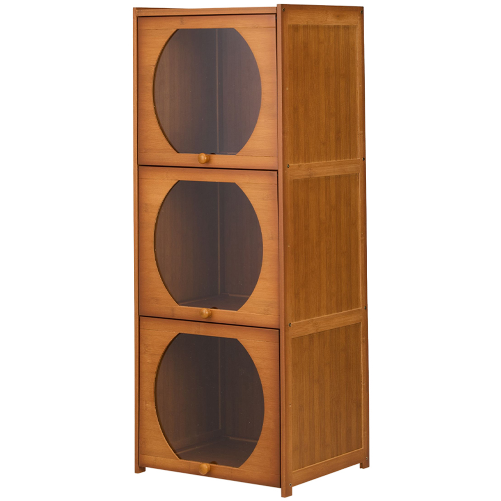 Living and Home 3 Acrylic Door Brown Bamboo Bookcase Image 2