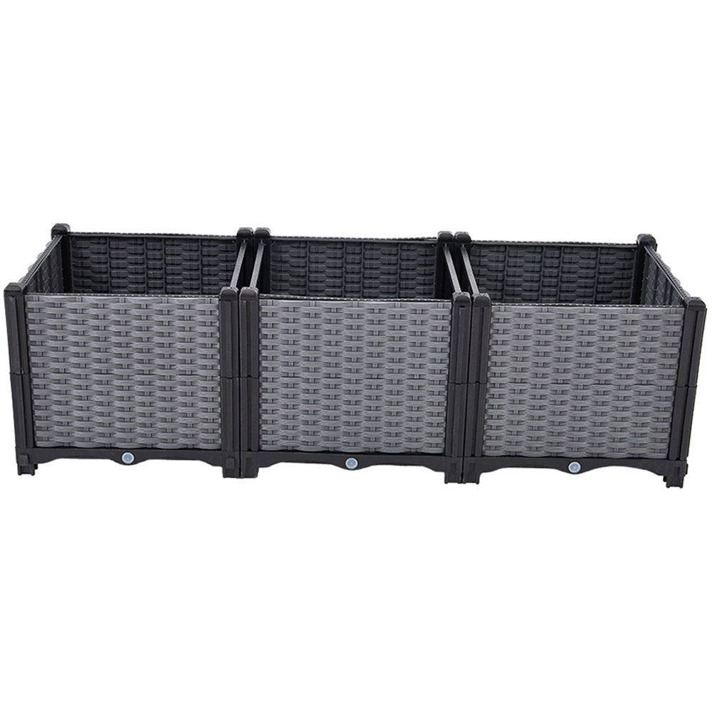 Living and Home Grey and Black Plastic Rattan Look Deep Raised Garden Bed 36 x 120 x 40cm Image 1