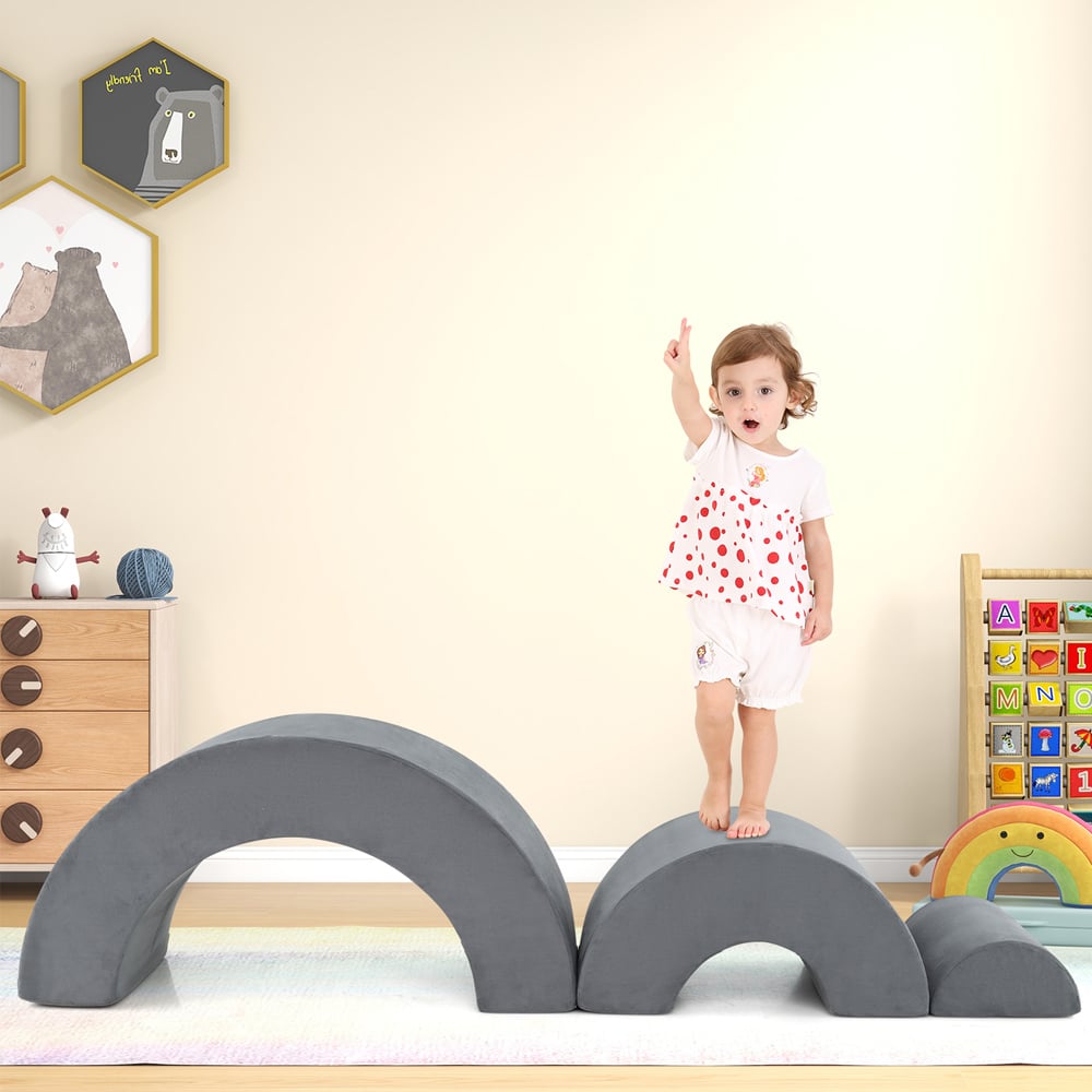 Costway 3 Piece Grey Toddler Climbing Toy Image 4