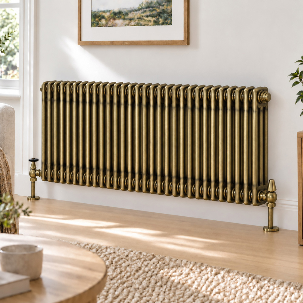 Go Bathrooms Clarence Antique Brass 3 Column 30 Section Radiator 600 x 1370mm Image 2