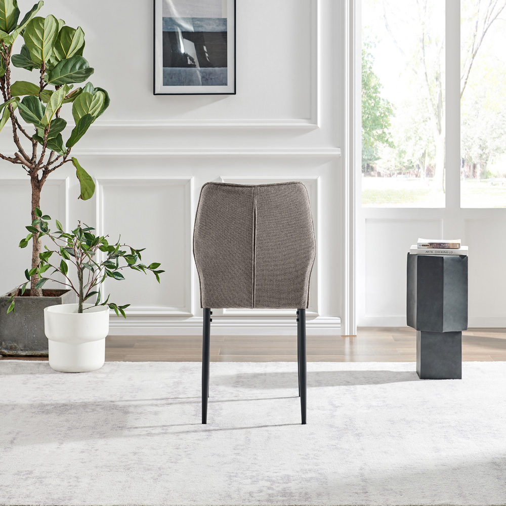 Furniturebox Remi Set of 2 Taupe and Black Textured Weave Dining Chairs Image 9