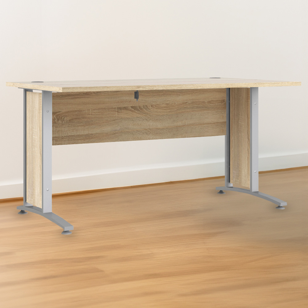 Florence Wooden and Steel 150cm Desk Oak and Silver Grey Image 1