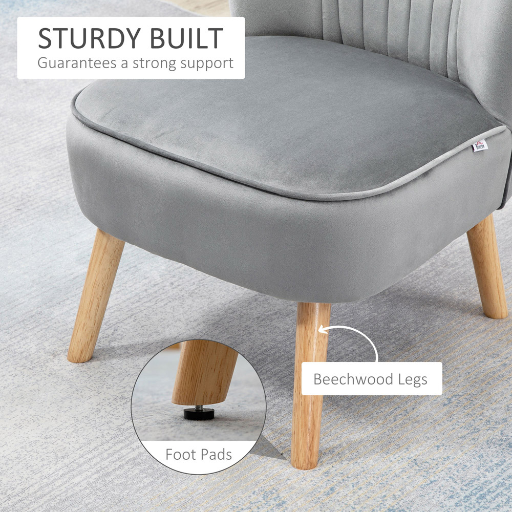 Portland Grey Tufted Accent Chair with Footstool Image 5