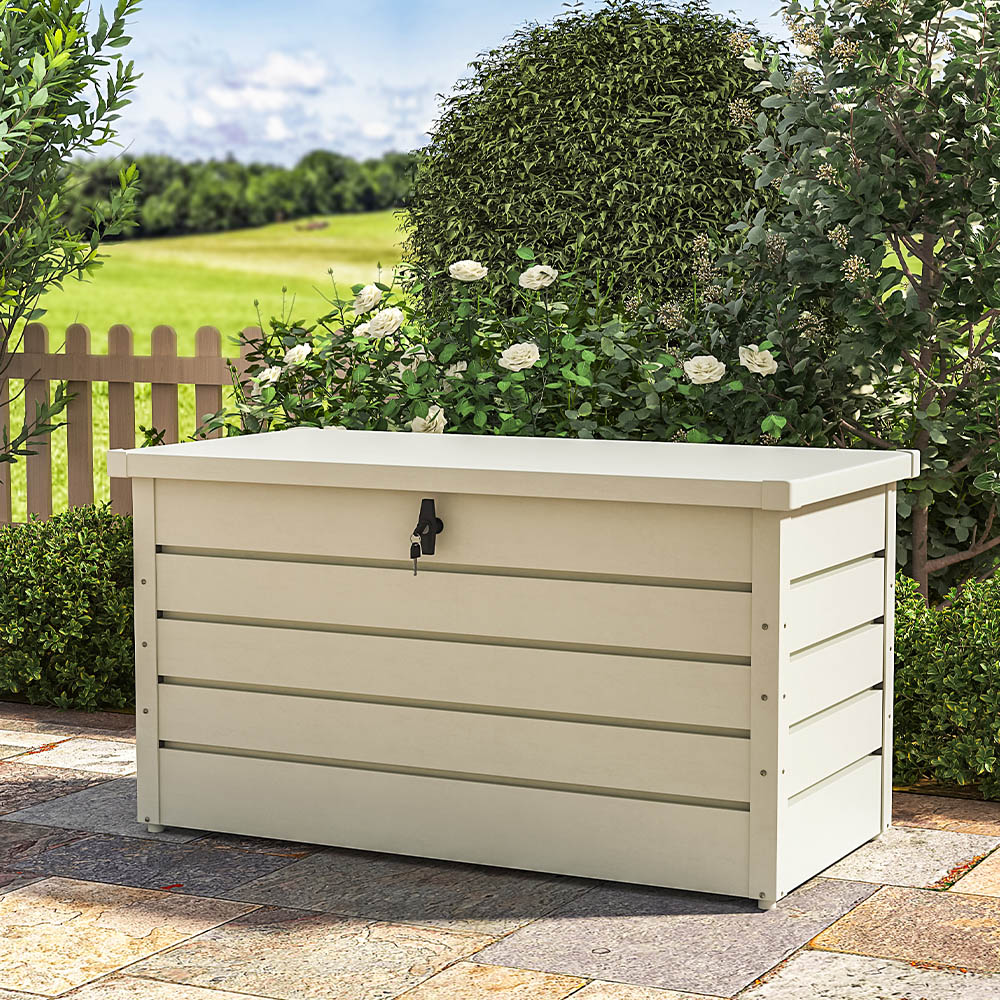 Living and Home 350L White Steel Lockable Garden Storage Box Image 7