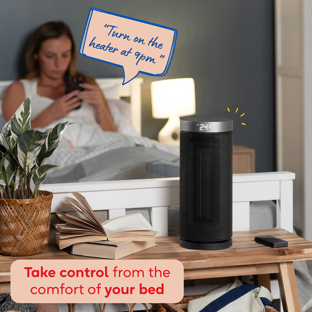 Russell Hobbs RHCTH2001S-SMT Black and Silver Round Smart Wi-Fi Enabled Ceramic Heater 2000W Image 4